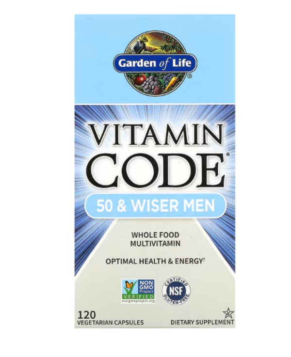 Garden of Life, Vitamin Code, 50 & Wiser Men, Whole Food Multivitamin, 120 Vegetarian Capsules