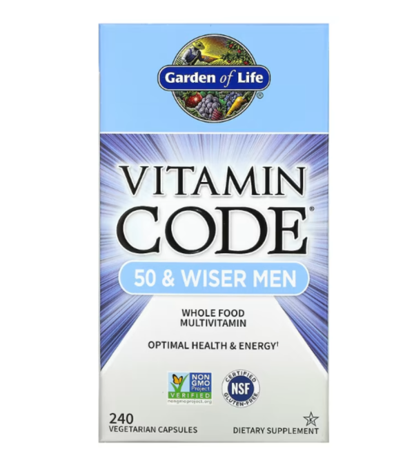 Garden of Life, Vitamin Code, 50 & Wiser Men, Whole Food Multivitamin, 240 Vegetarian Capsules