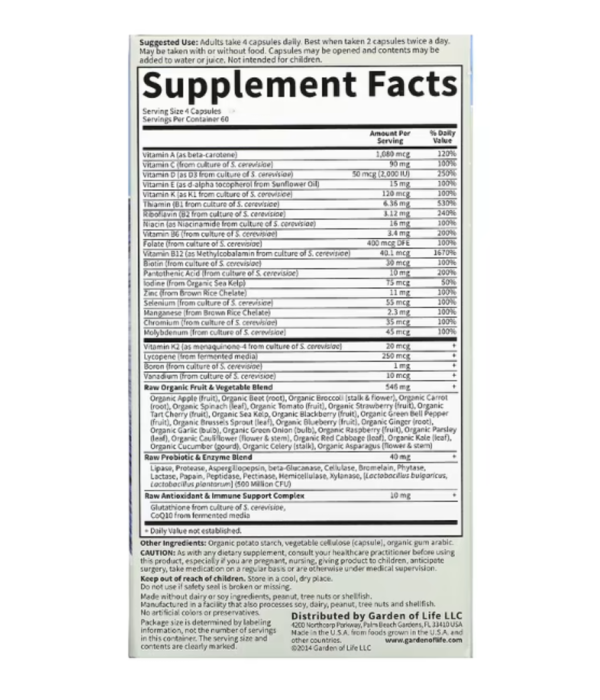 Garden of Life, Vitamin Code, 50 & Wiser Men, Whole Food Multivitamin, 240 Vegetarian Capsules