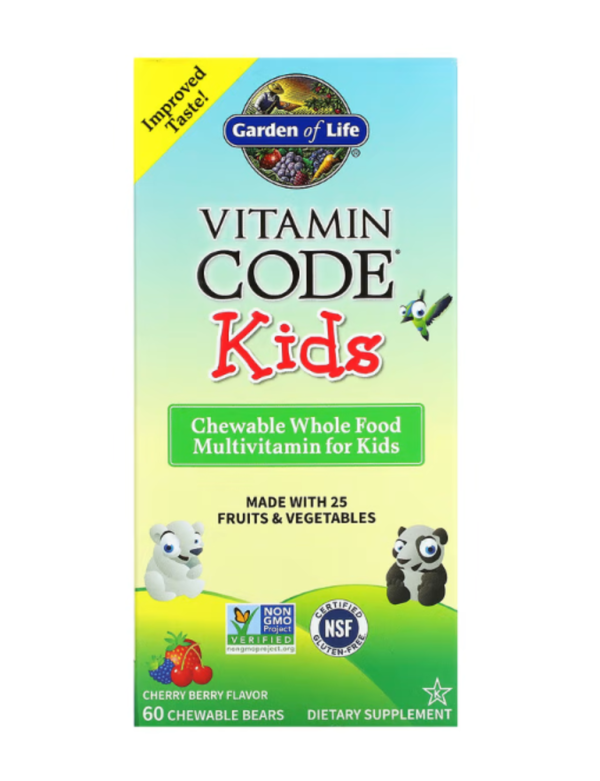 Garden of Life, Vitamin Code Kids, Chewable Whole Food Multivitamin, Cherry Berry, 60 Chewable Bears
