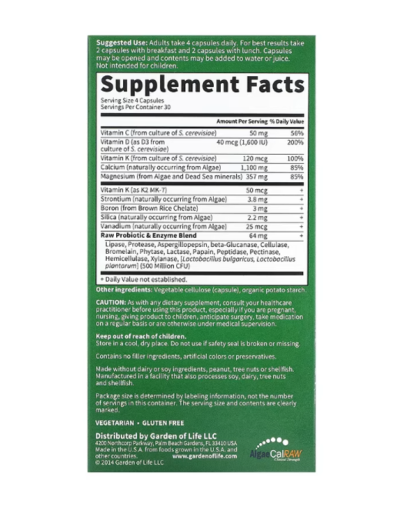 Garden of Life, Vitamin Code, RAW Calcium, 120 Vegetarian Capsules