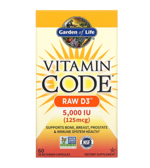 Garden of Life, Vitamin Code, RAW D3, 125 mcg (5,000 IU), 60 Vegetarian Capsules