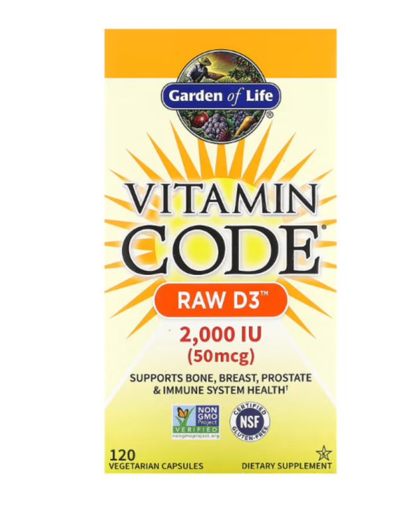 Garden of Life, Vitamin Code, RAW D3, 50 mcg (2,000 IU), 120 Vegetarian Capsules