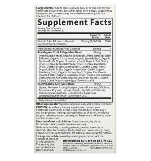 Garden of Life, Vitamin Code, RAW D3, 50 mcg (2,000 IU), 60 Vegetarian Capsules
