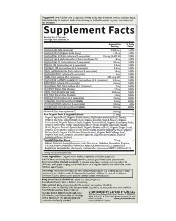 Garden of Life, Vitamin Code, RAW Prenatal, 90 Vegetarian Capsules