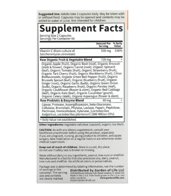 Garden of Life, Vitamin Code, RAW Vitamin C, 120 Vegan Capsules