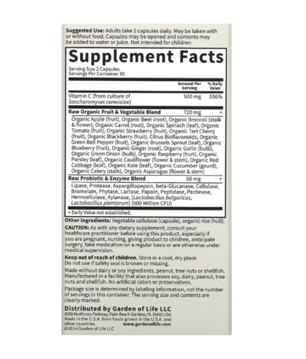 Garden of Life, Vitamin Code, RAW Vitamin C, 60 Vegan Capsules