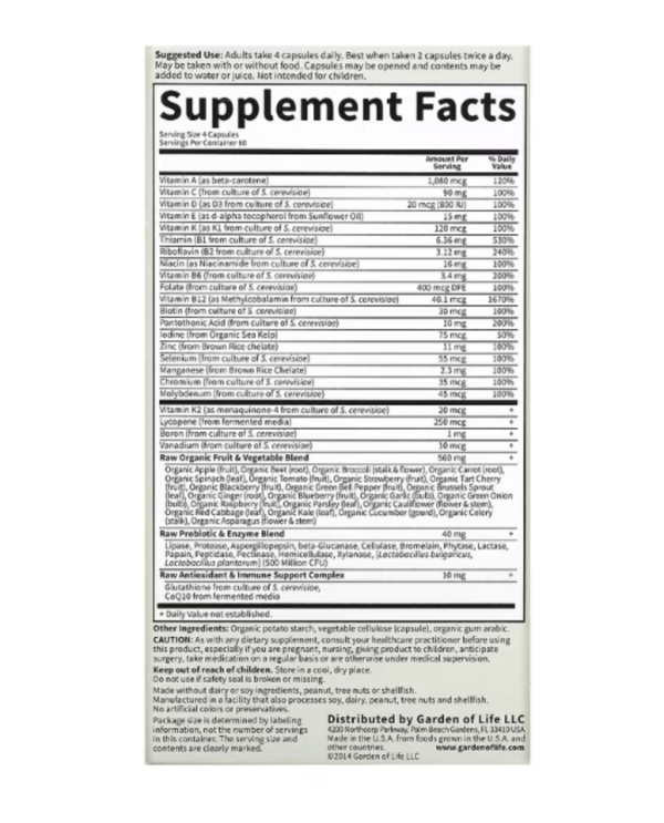 Garden of Life, Vitamin Code, Whole Food Multivitamin for Men, 240 Vegetarian Capsules