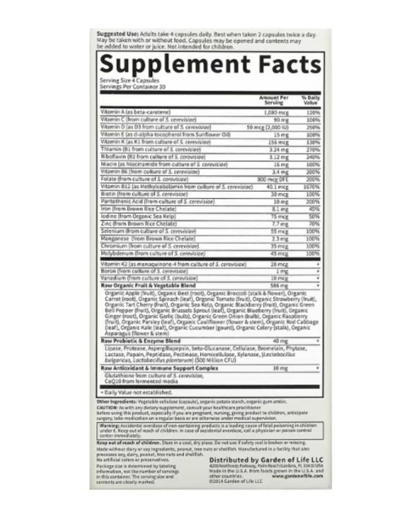 Garden of Life, Vitamin Code, Whole Food Multivitamin for Women, 120 Vegetarian Capsules