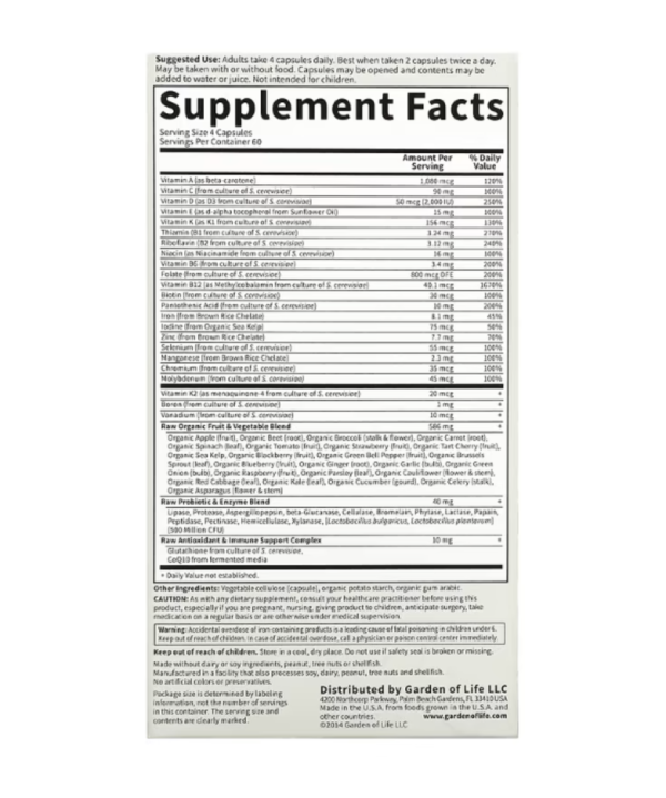 Garden of Life, Vitamin Code, Whole Food Multivitamin for Women, 240 Vegetarian Capsules