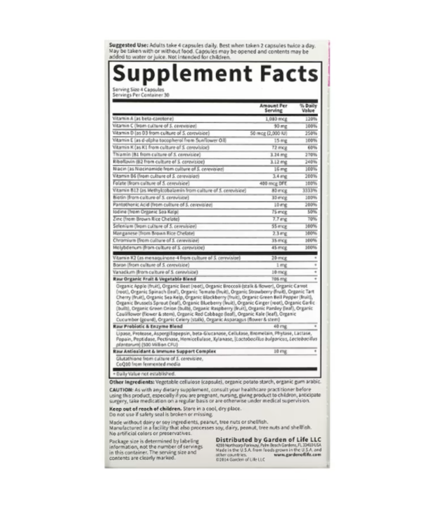 Garden of Life, Vitamin Code, Whole Food Multivitamin for Women, 50 & Wiser, 120 Vegetarian Capsules