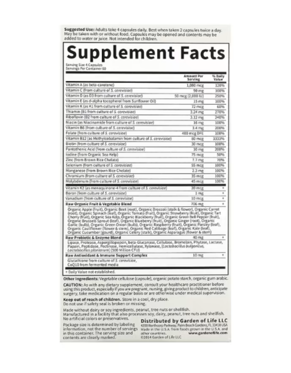 Garden of Life, Vitamin Code, Whole Food Multivitamin for Women, 50 & Wiser, 240 Vegetarian Capsules