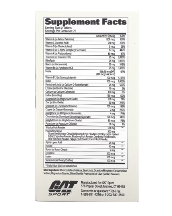 GAT, Mens Multi + Test, 150 Tablets