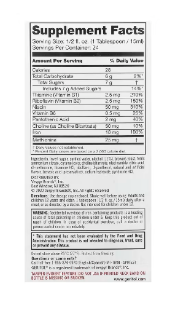 Geritol, B-Vitamins & Iron Liquid Supplement, 12 fl oz (354 ml)