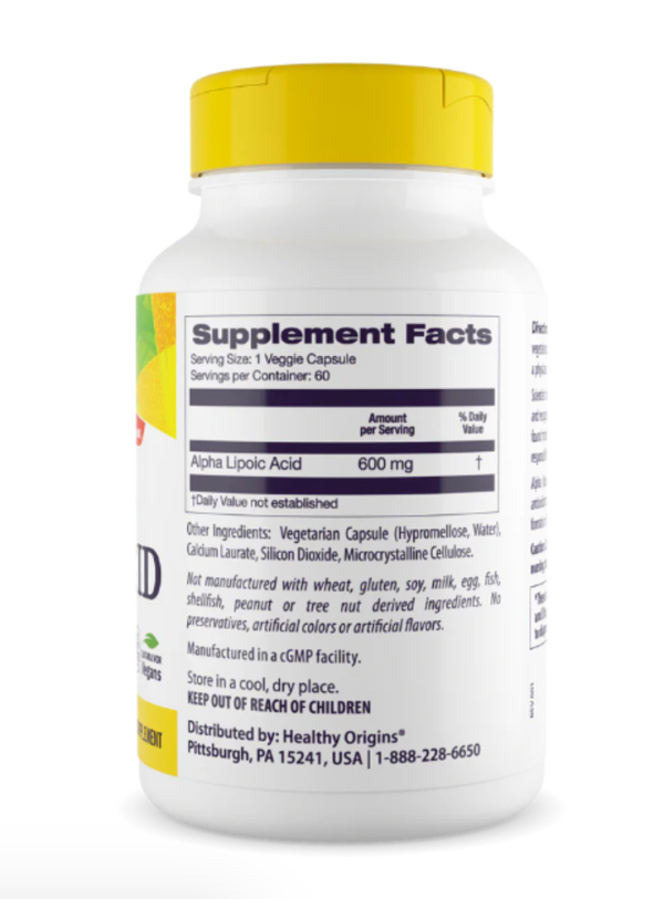 Healthy Origins Alpha Lipoic Acid  600 mg - 150 Capsules