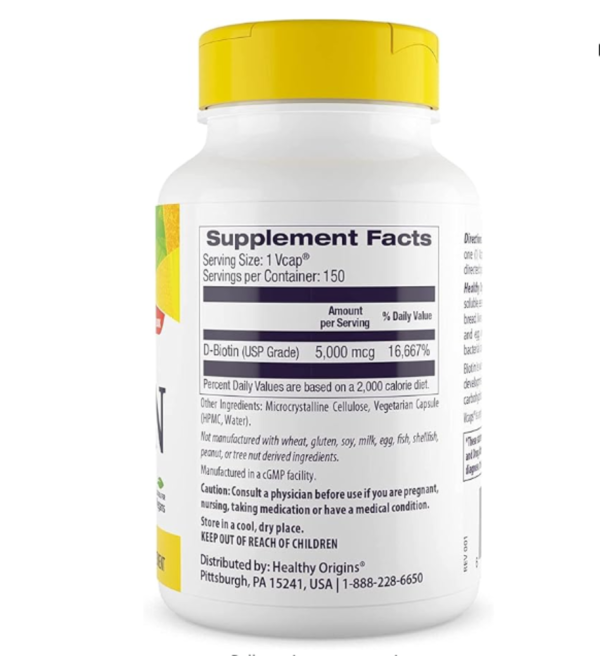 Healthy Origins Biotin - 5000 mcg - 150 Vcaps