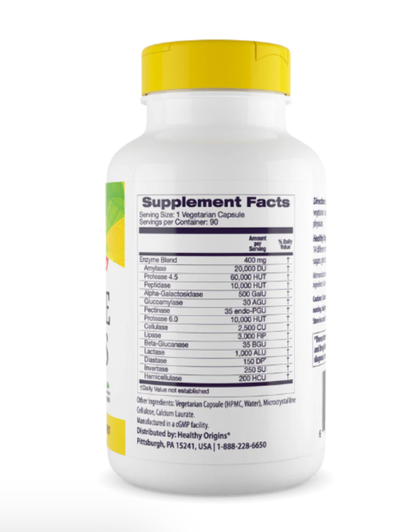Healthy Origins Broad Spectrum Digestive Enzymes -- 90 Veggie Caps