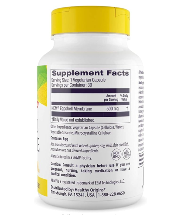 Healthy Origins Eggshell Membrane -- 500 mg - 30 Veggie Capsules