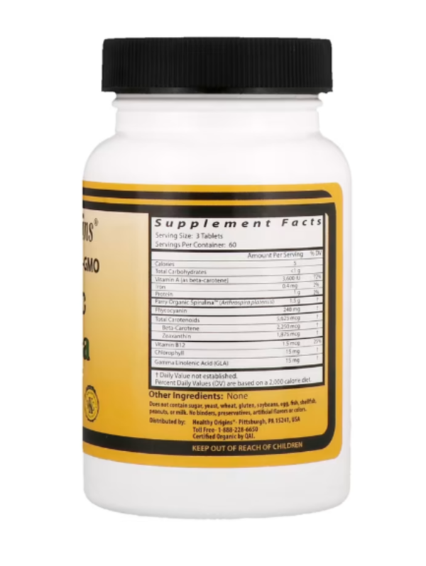 Healthy Origins, Organic Spirulina, 500 mg, 180 Tablets