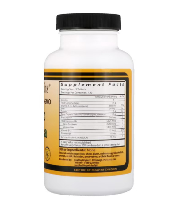 Healthy Origins Organic Spirulina -- 500 mg - 360 Tablets