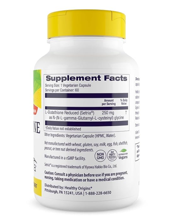 Healthy Origins, Setria, L-Glutathione Reduced, 250 mg, 60 Veggie Caps