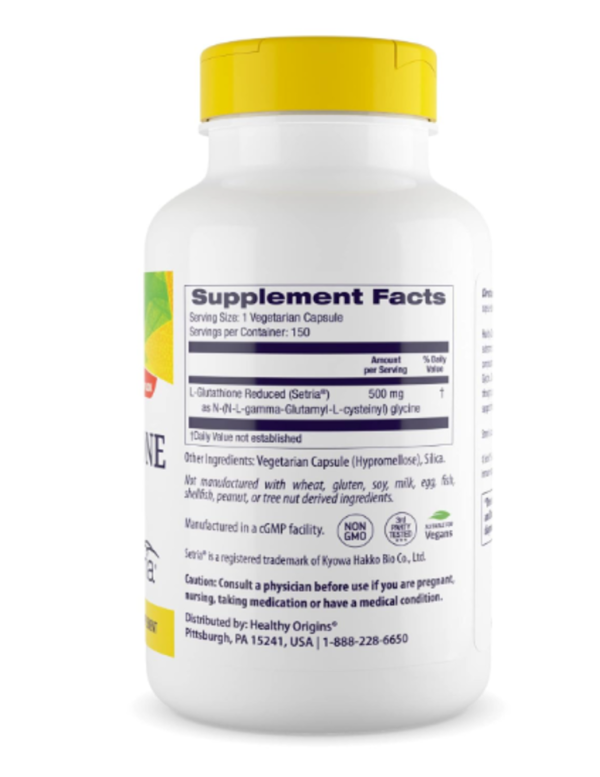 Healthy Origins, Setria, L-Glutathione Reduced, 500 mg, 150 Veggie Caps