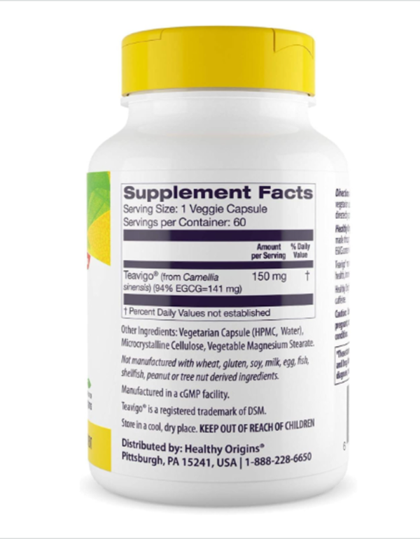 Healthy Origins, Teavigo, Caffeine Free, 150 mg, 60 Veggie Capsules