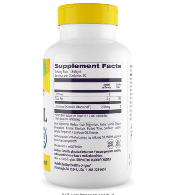 Healthy Origins, Ubiquinol, Kaneka Q+, 200 mg, 60 Softgels