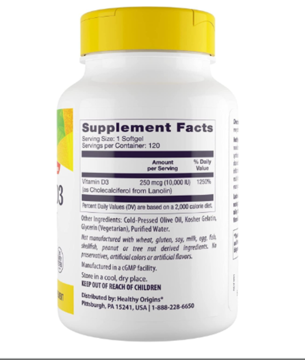 Healthy Origins, Vitamin D3, 10,000 IU, 120 Softgels