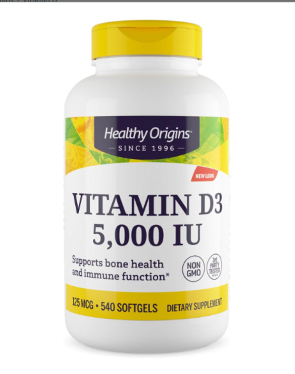 Healthy Origins, Vitamin D3, 5,000 IU, 540 Softgels