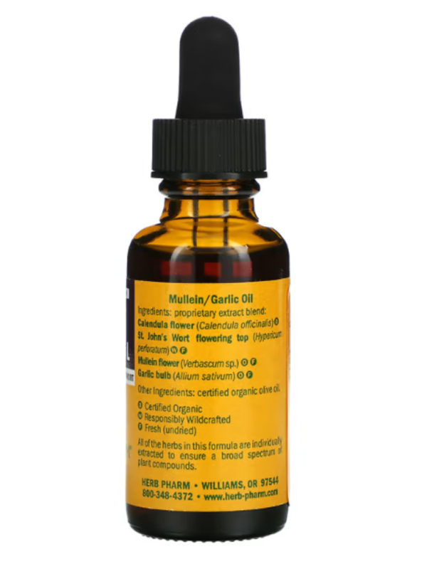 Herb Pharm, Mullein Garlic Oil with Calendula & St. John's Wort, 1 fl oz (30 ml)