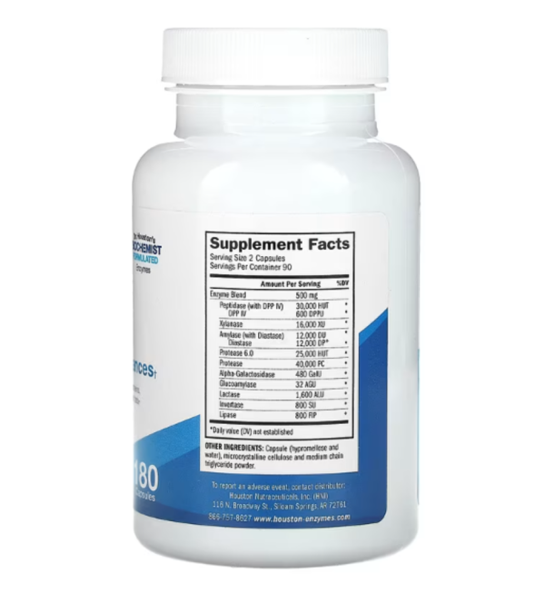 Houston Enzymes, TriEnza, Enzyme For Digestive Intolerances, 180 Capsules