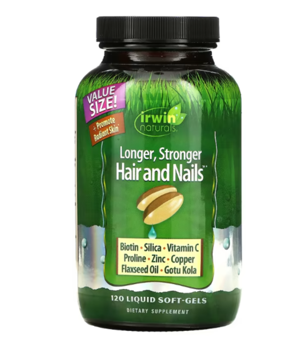 Irwin Naturals, Longer, Stronger Hair and Nails, 120 Liquid Soft-Gels