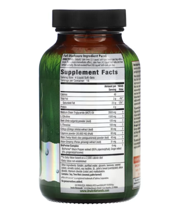 Irwin Naturals, Nitric Oxide Pre-Sport with L-Citrulline, 60 Liquid Soft-Gels