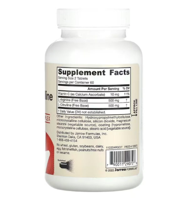 Jarrow Formulas, Arginine-Citrulline Sustain, 120 Tablets