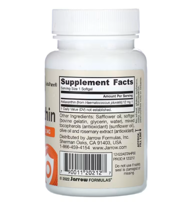 Jarrow Formulas, Astaxanthin, 12 mg, 60 Softgels