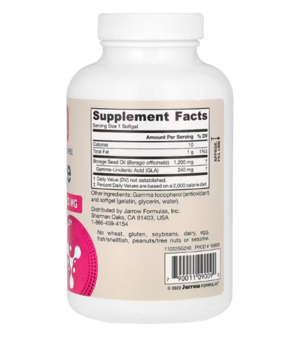 Jarrow Formulas, Borage, GLA-240, 1200 mg, 120 Softgels