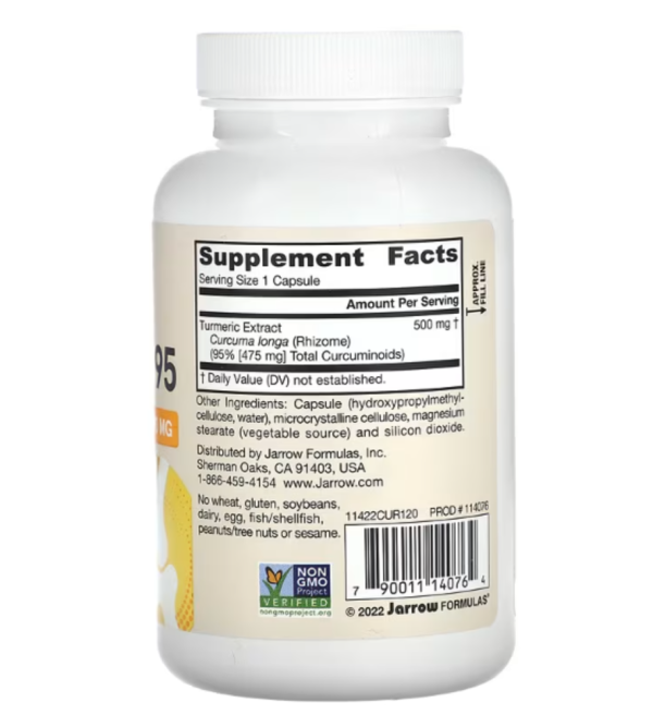 Jarrow Formulas, Curcumin 95, Turmeric Extract, 500 mg, 120 Veggie Capsules