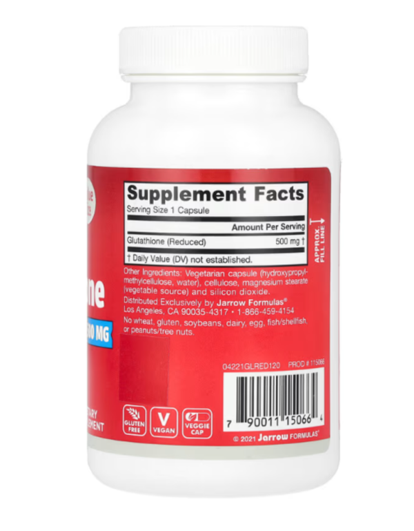 Jarrow Formulas, Glutathione Reduced, 500 mg, 120 Veggie Caps