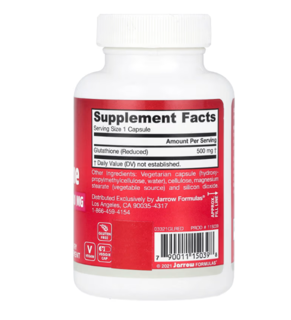 Jarrow Formulas, Glutathione Reduced, 500 mg, 60 Veggie Caps