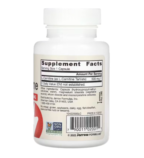Jarrow Formulas, L-Carnitine, 500 mg, 50 Veggie Capsules