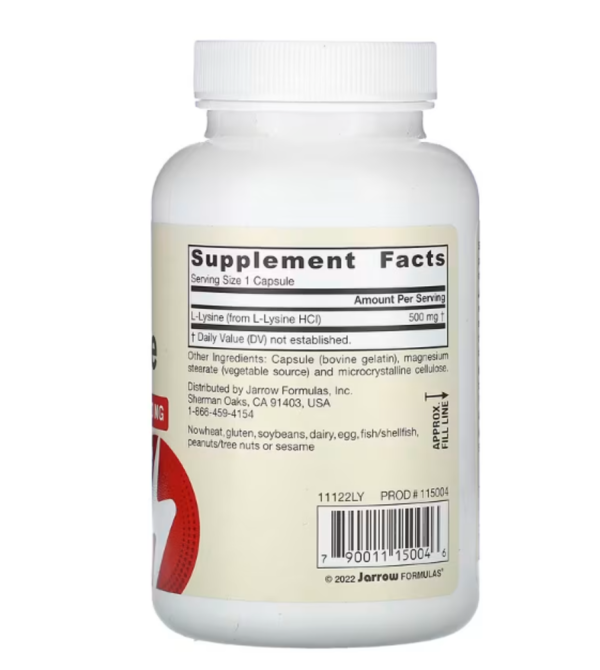 Jarrow Formulas, L-Lysine, 500 mg, 100 Capsules