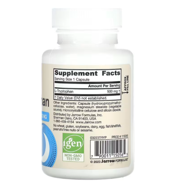 Jarrow Formulas, L-Tryptophan, 500 mg, 60 Veggie Caps