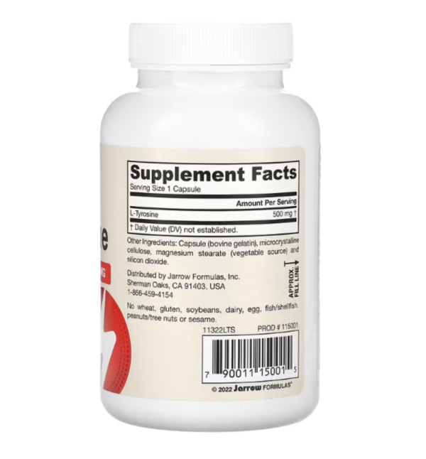 Jarrow Formulas, L-Tyrosine, 500 mg, 100 Capsules