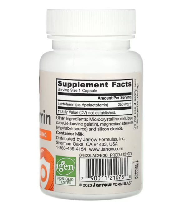 Jarrow Formulas, Lactoferrin, Freeze Dried, 250 mg, 30 Capsules