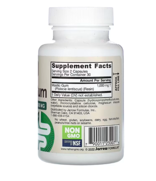 Jarrow Formulas, Mastic Gum, 1,000 mg, 60 Veggie Capsules (500 mg per Capsule)