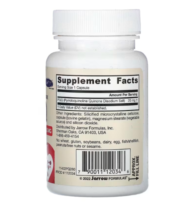 Jarrow Formulas, PQQ (Pyrroloquinoline Quinone), 20 mg, 60 Capsules