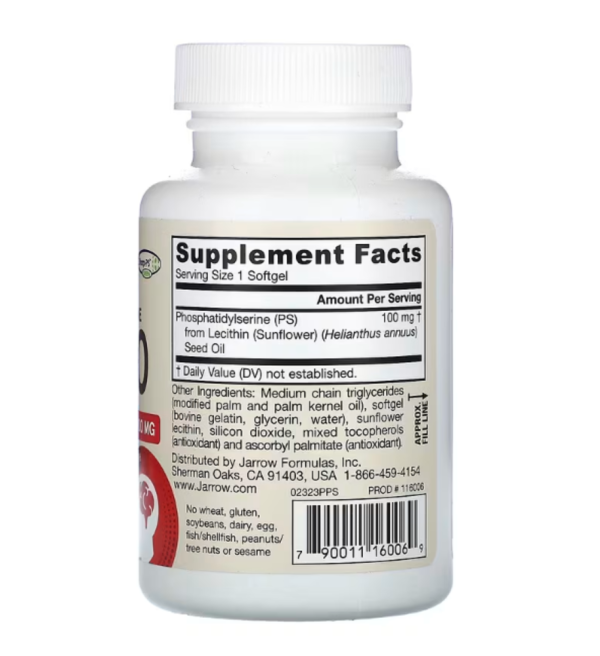 Jarrow Formulas, PS100, Phosphatidylserine, 100 mg, 60 Softgels
