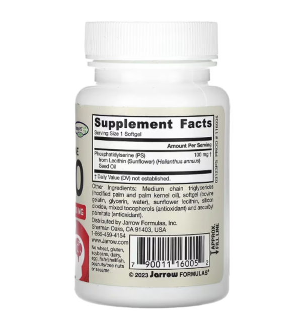 Jarrow Formulas, PS 100, Phosphatidylserine, 100 mg, 30 Softgels