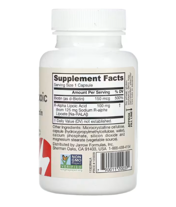Jarrow Formulas, R-Alpha Lipoic Acid with Biotin, 60 Veggie Capsules